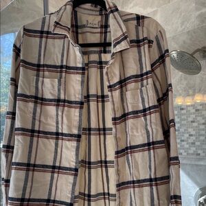 Altar’d Plaid Shirt - Cream and Blue